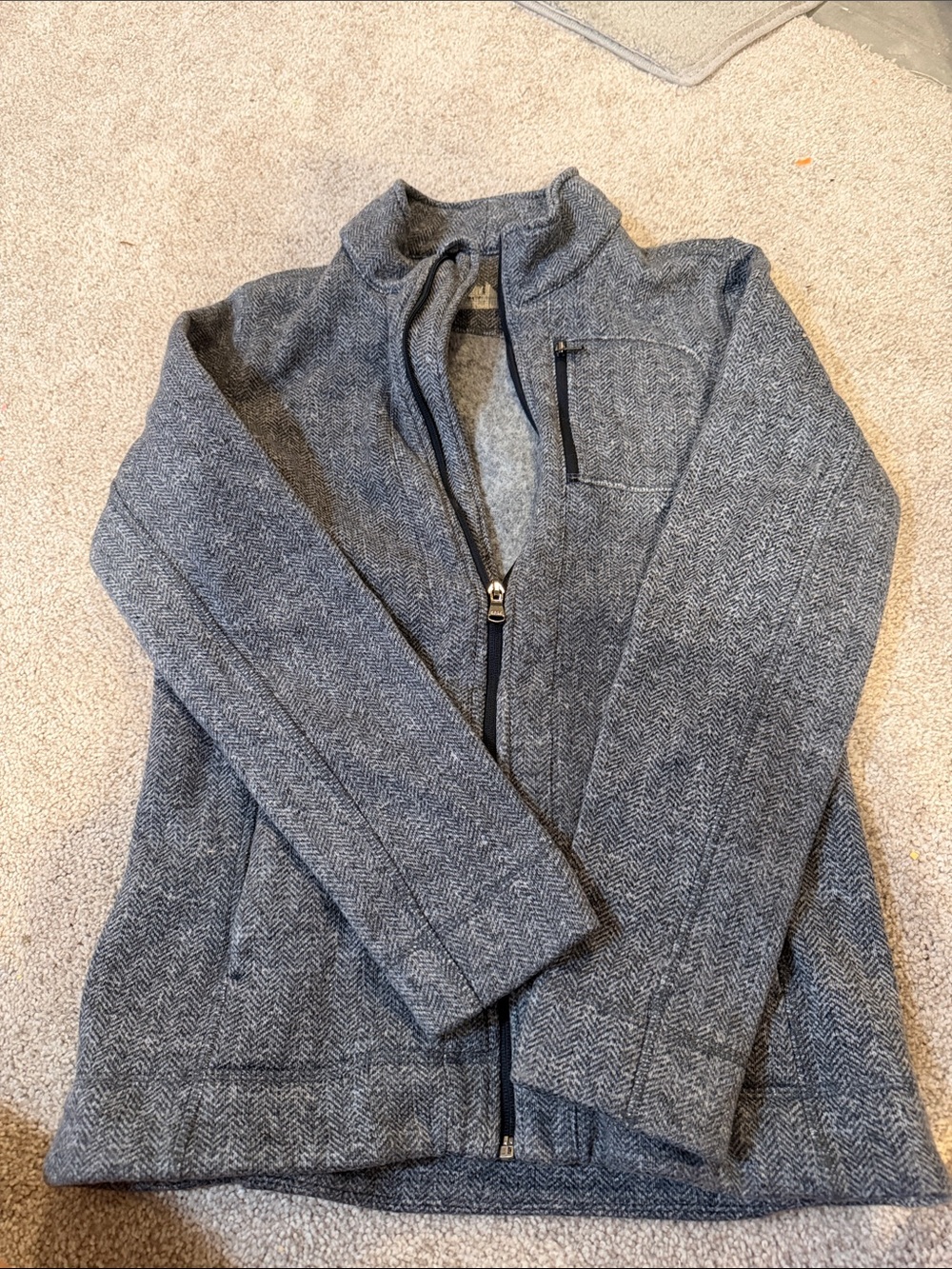 Women's Gray Herringbone Zip-Up Jacket